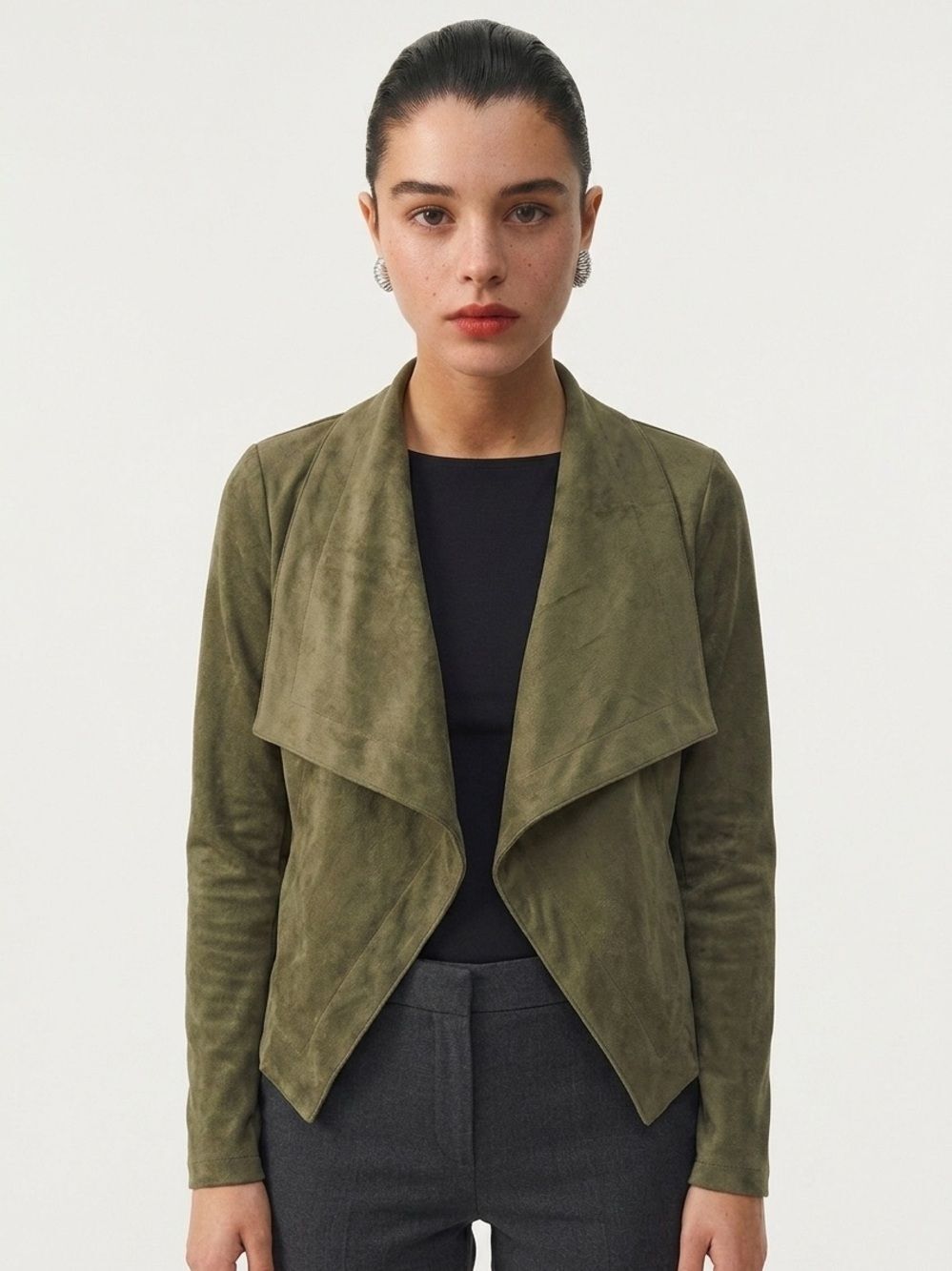 ROMEO & JULIET | Green Faux Suede Open Jacket Women’s Size Medium